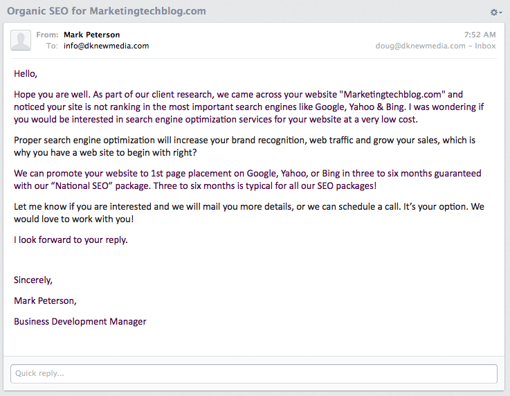 Please Don't Fall for SEO Email SPAM 10 Screen Shot 2014-01-15 at 12.35.07 PM