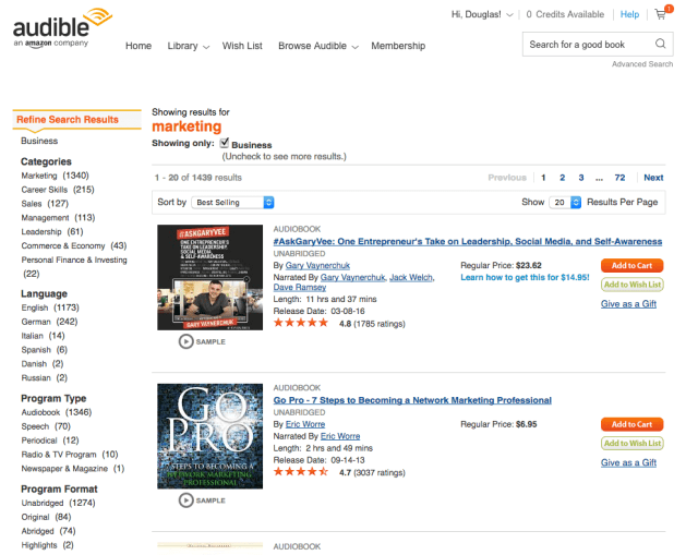Audible Search Results