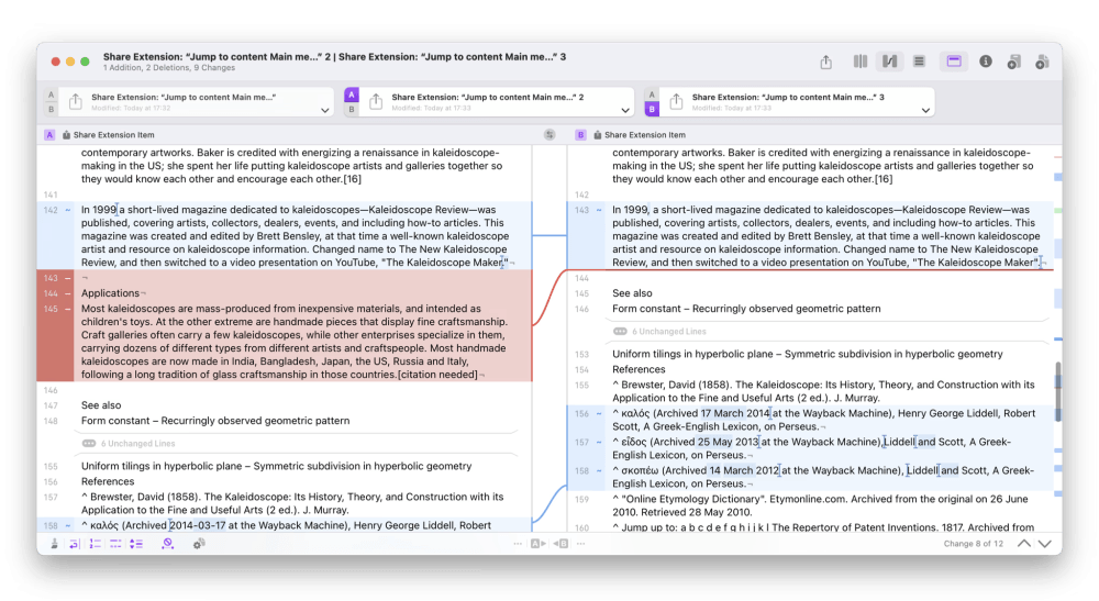 Kaleidoscope: Text Compare