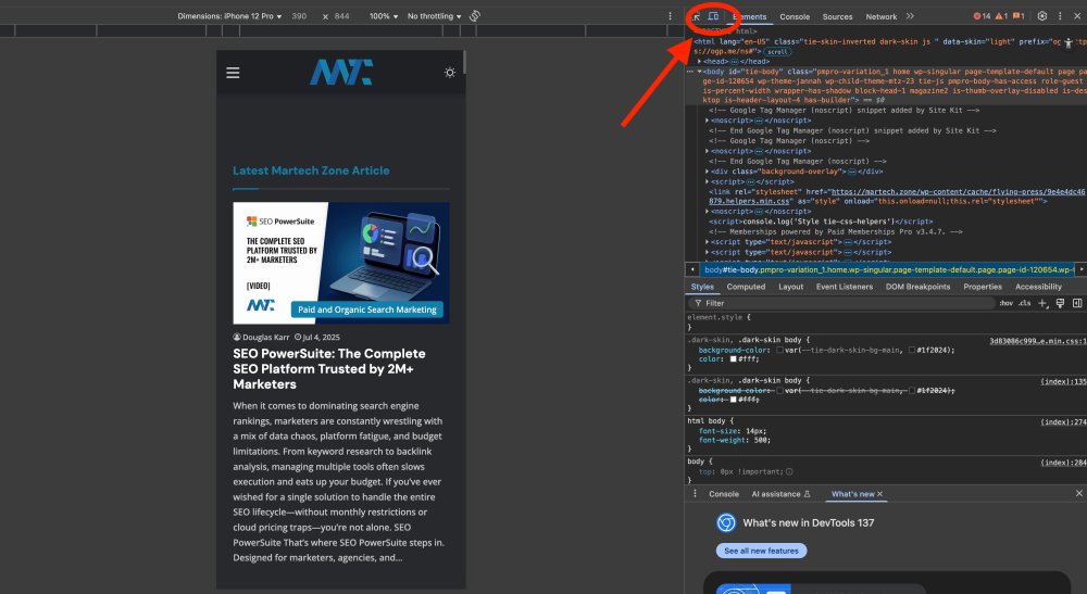 chrome developer tools responsive web design