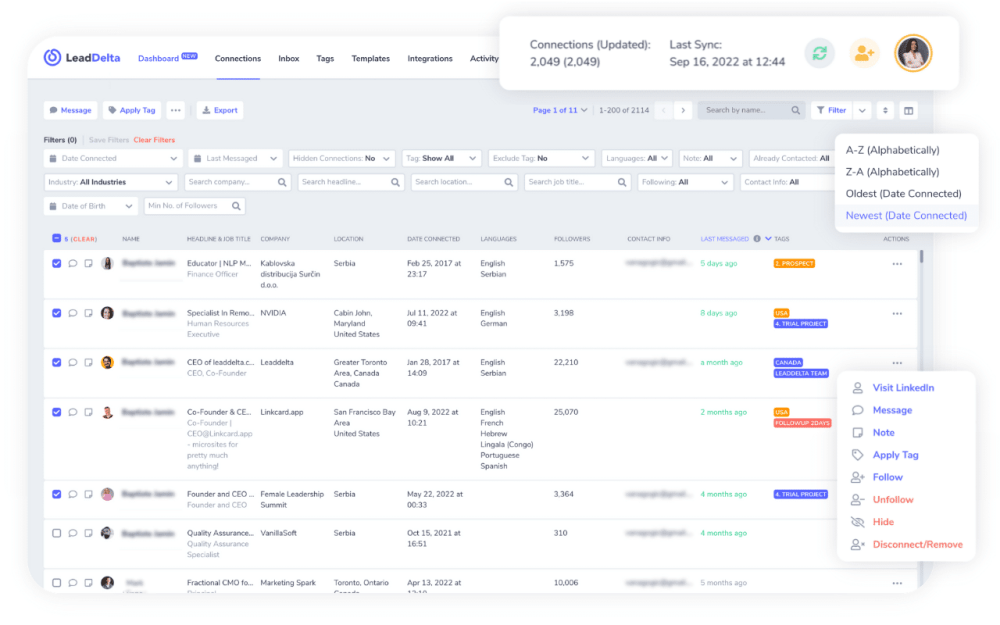 LinkedIn Connection Management with LeadDelta