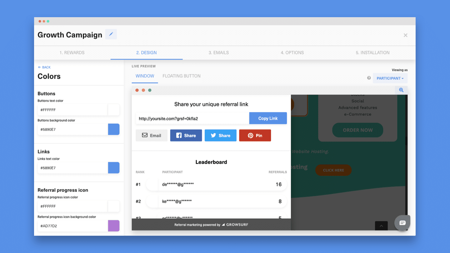 GrowSurf: Effortlessly Launch A Fully Automated Referral Marketing Program 26 Referral Brand Customization