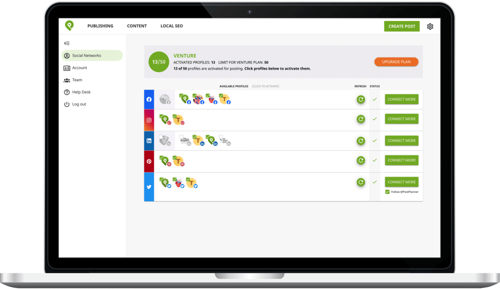 Post Planner - Connect Social Media Accounts