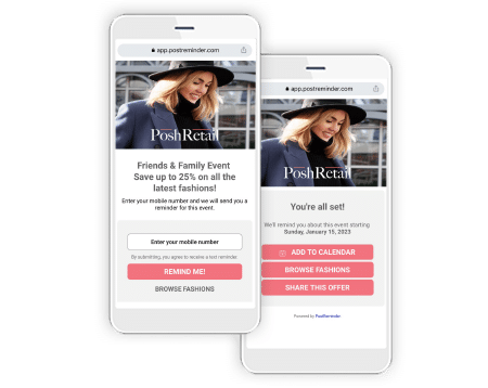 postreminder mobile landing page