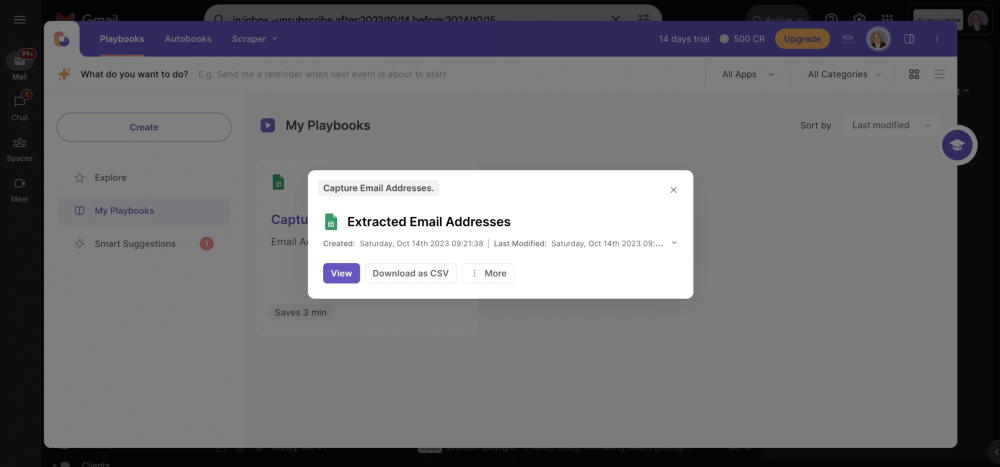 Bardeen: Harness AI to Build Scalable No-Code Workflows for Data Extraction and Outreach 15 Bardeen AI-Powered Automation to Extract Email Addresses from Gmail to Google Sheets Result
