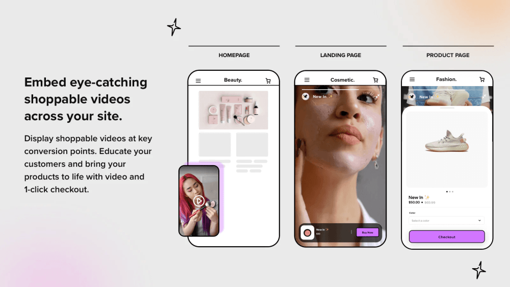 Lyve: Boost Your Shopify's Store Conversion Rates with AI-Powered Shoppable Video 14 Shoppable Videos with 1-click checkout