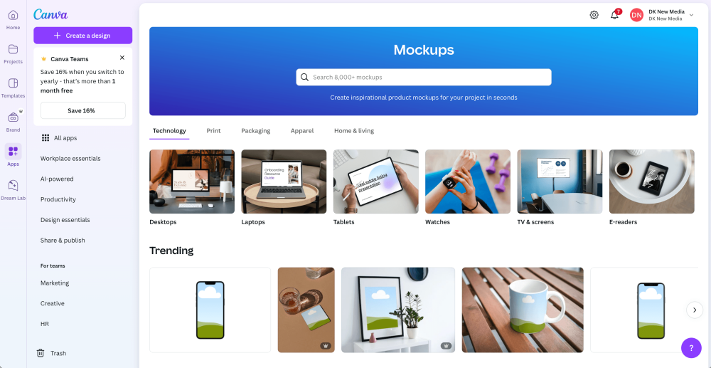 Canva Mockups Tətbiqi Məhsul Axtarışı
