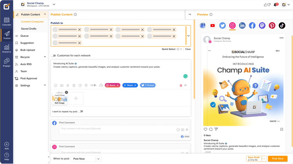 Social Champ: The Ultimate Social Media Management Tool for Marketers, Teams, and Agencies 18 Social Champ: Social Media Publishing