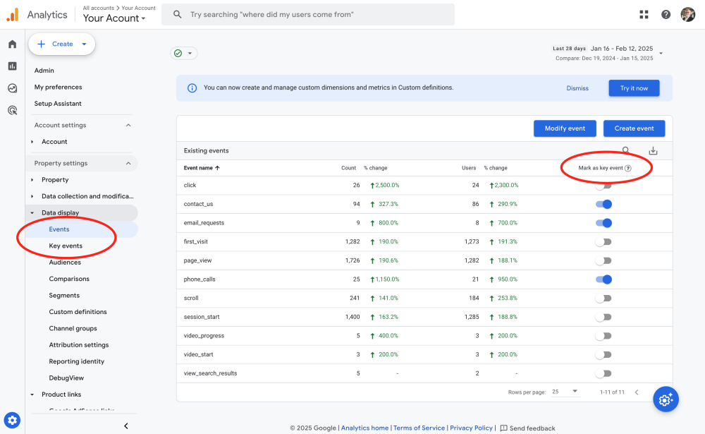 How to Increase PPC Advertising ROAS with Google Analytics 4 – Your 2025 Playbook 15 Set up events and key events in Google Analytics