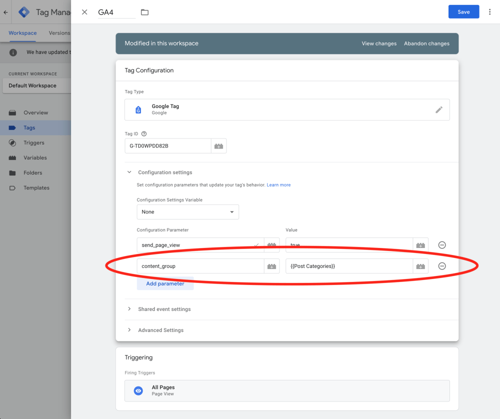 How to Set Up Content Grouping in Google Analytics 4 for WordPress via Google Tag Manager 23 gtm ga4 dlv post Categories