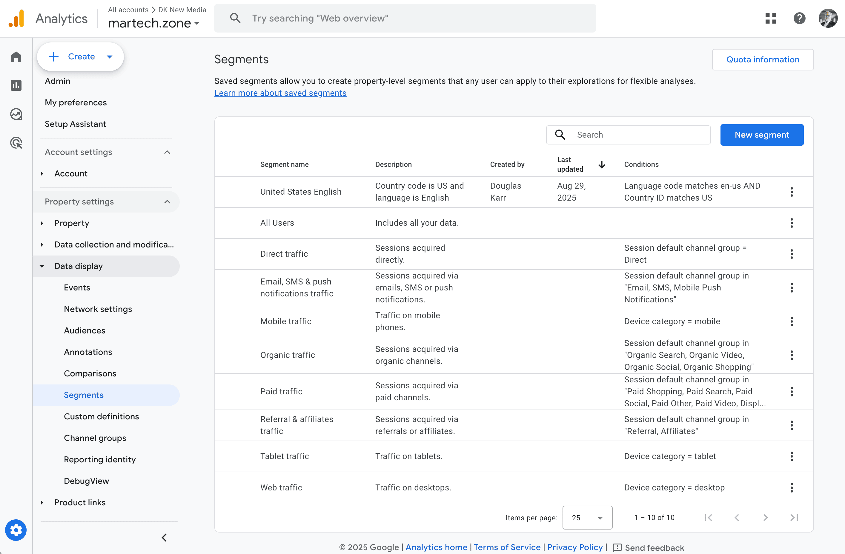 Google Analytics: Segments