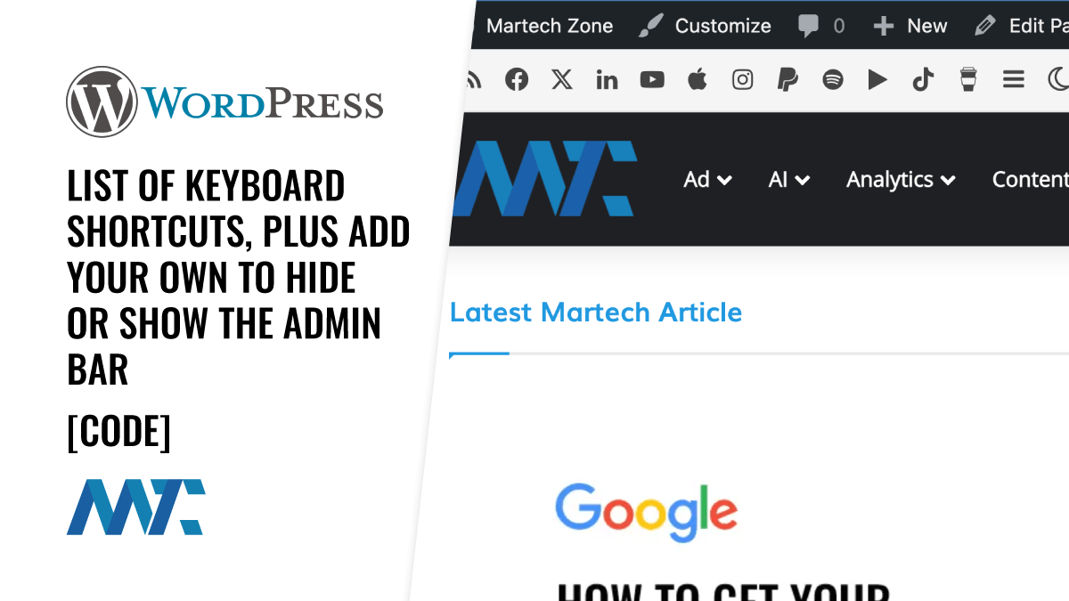 वर्डप्रेस कीबोर्ड शॉर्टकट: वर्डप्रेस एडमिन बार छुपाएं या दिखाएं