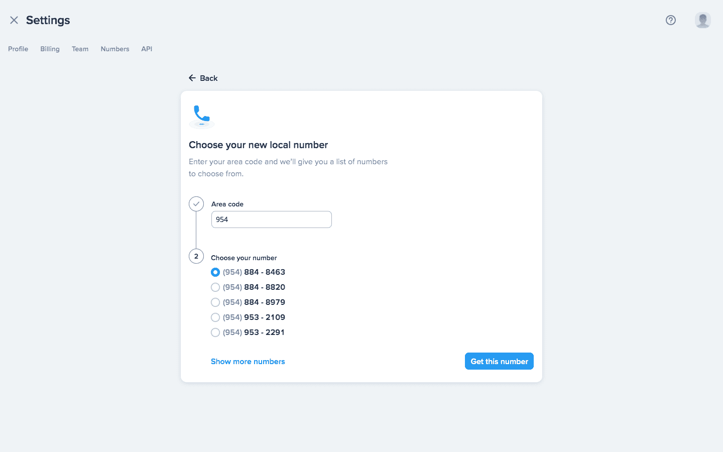 SimpleTexting - Choose A Number
