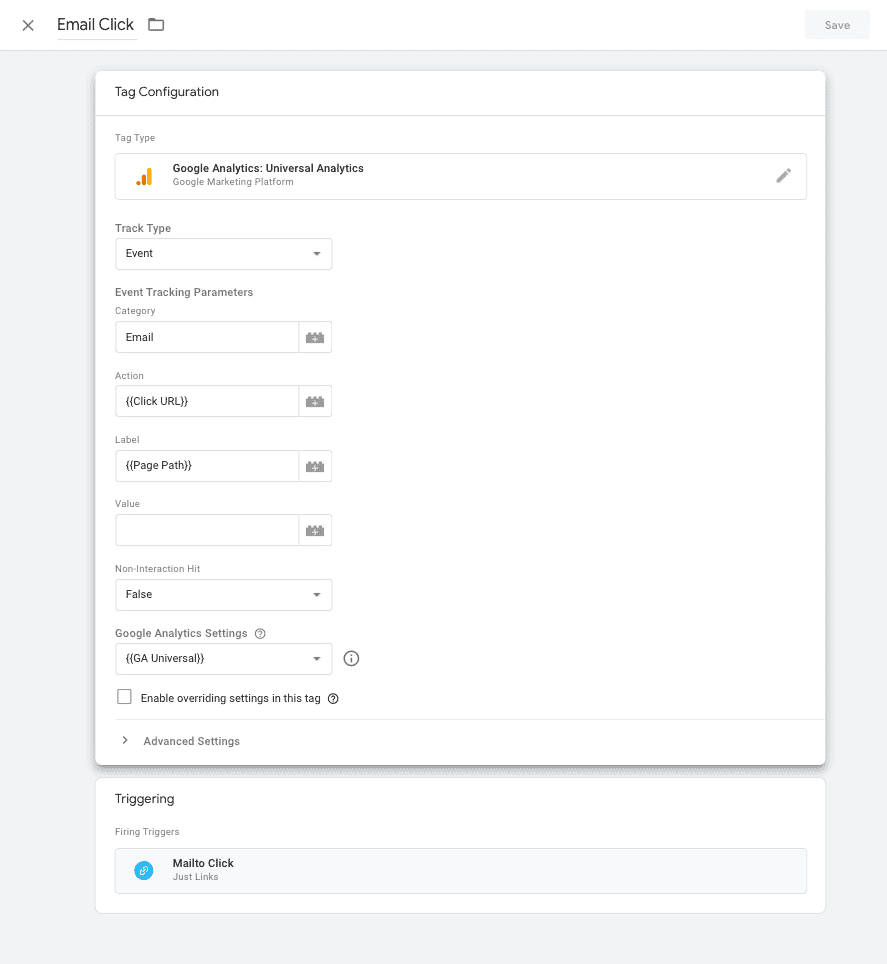 Google Tag Manager - Google Analytics Event for Mailto Click