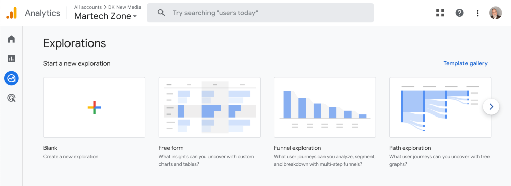 Google Analytics 4 - Start a new exploration