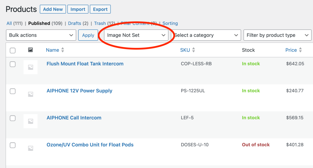 filter product image not set