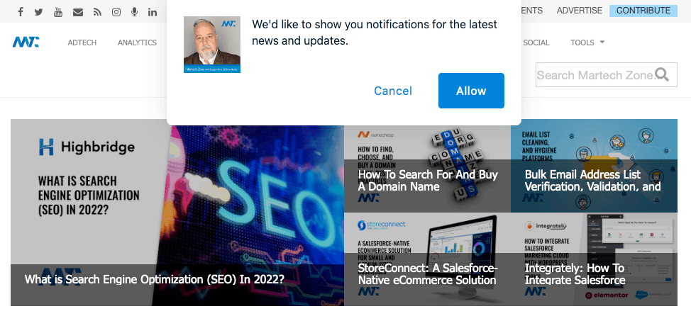 Browser Notifications on Martech Zone