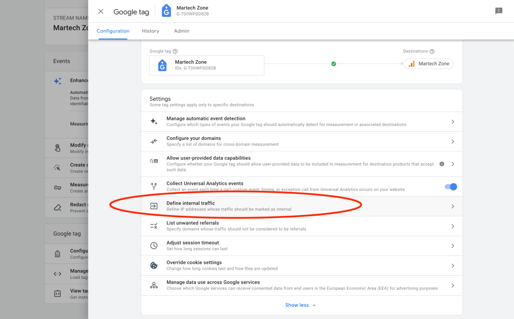 Step 3: Configure Tag Settings > Define Internal Traffic