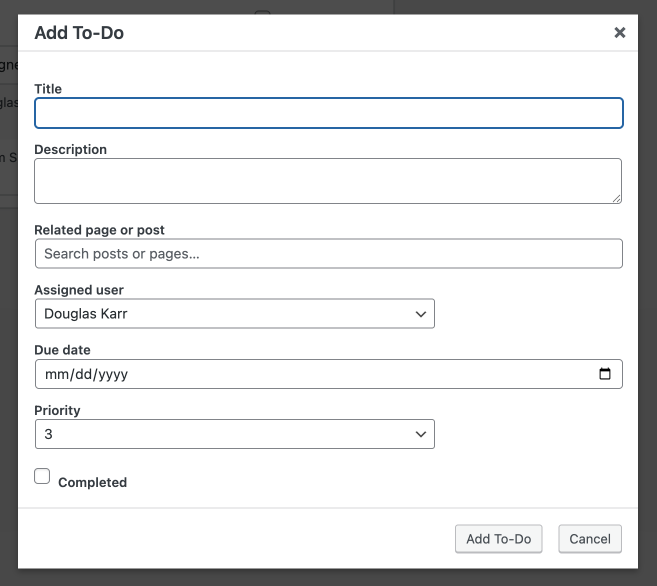 Добавьте или отредактируйте задачу в WordPress