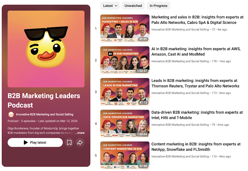 Community as an Account-Based Marketing Tool: Building Trust with Key B2B Clients 4 The B2B Marketing Leaders podcast by ModumUp features discussion-format conversations with B2B marketers
