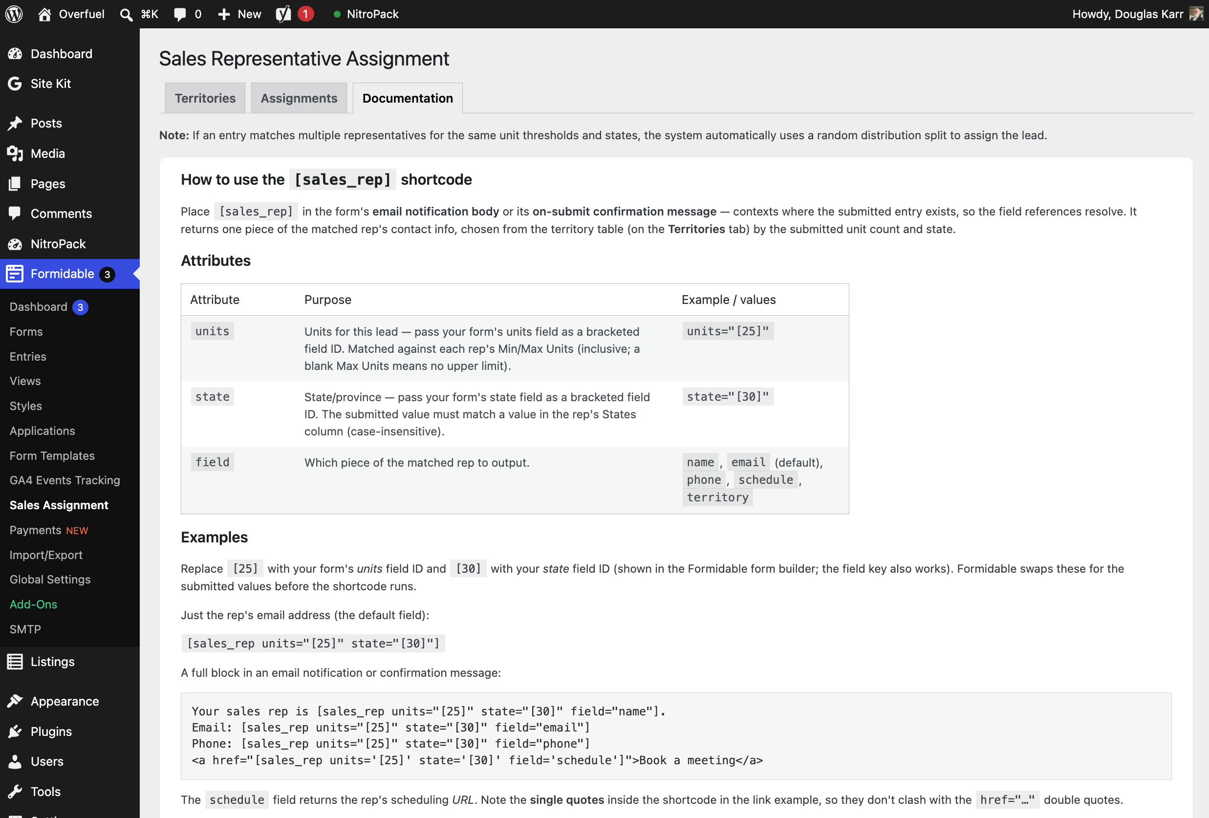 Formidable Forms Sales Territory Plugin Documentation